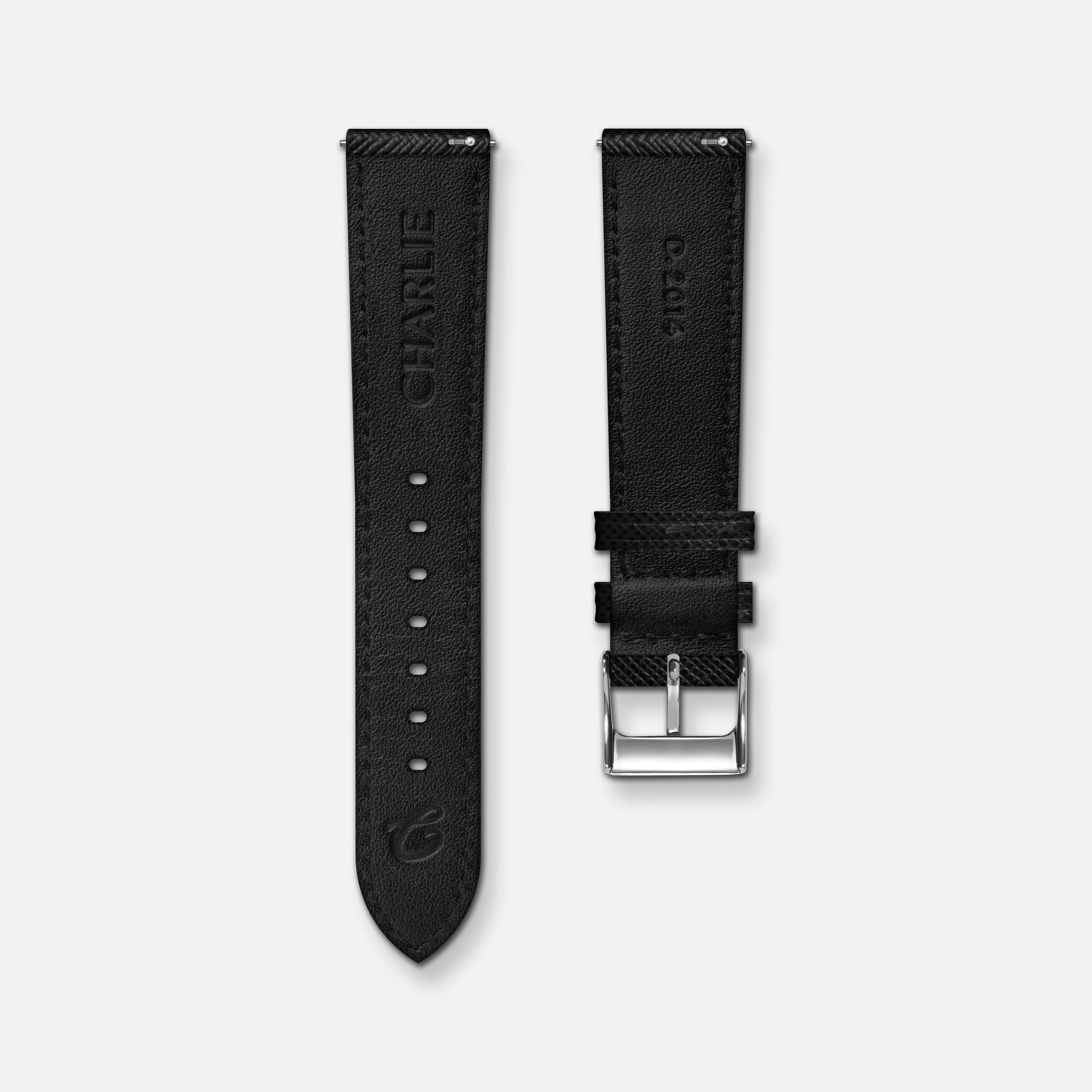 Bracelet cuir saffiano noir 18mm - Image 3