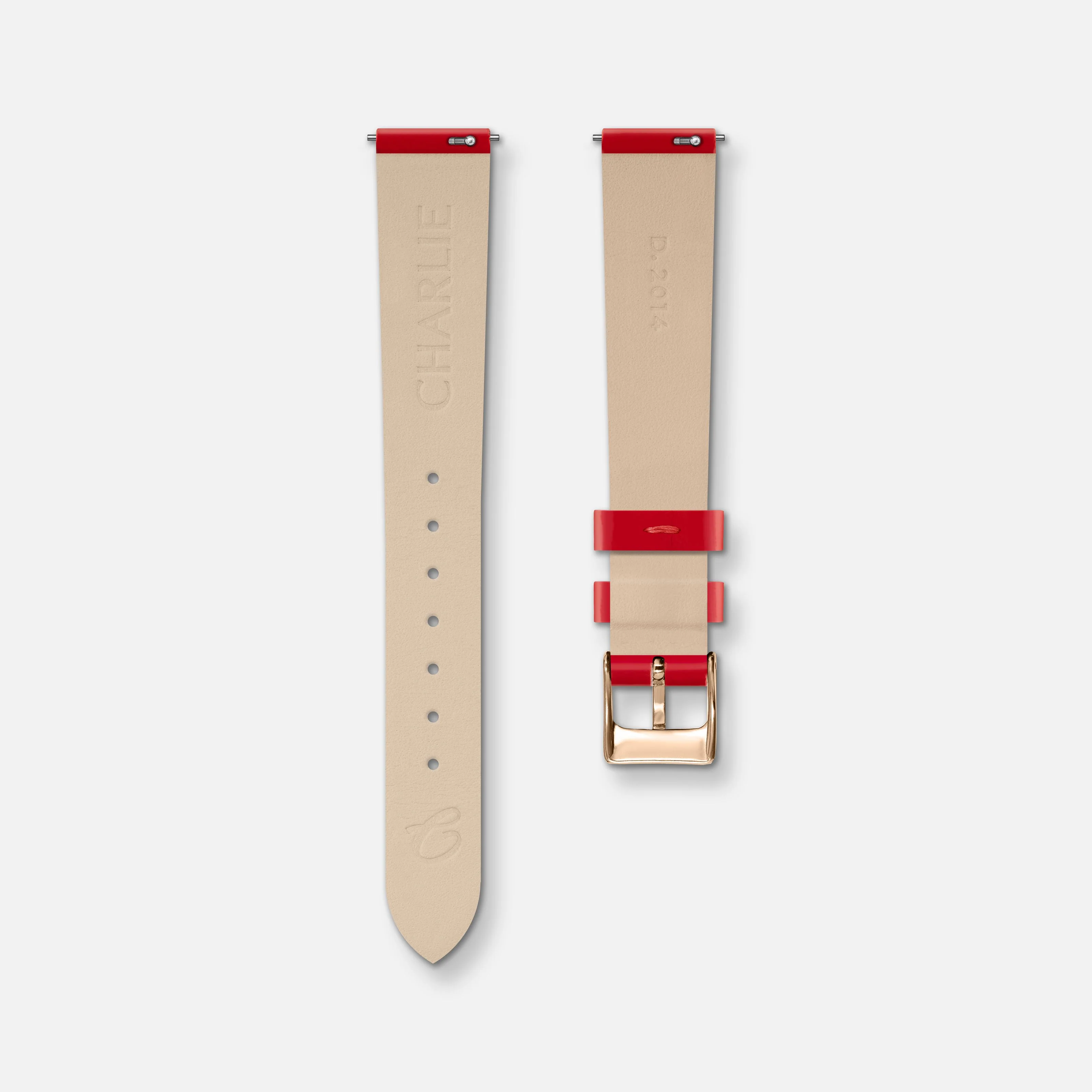Bracelet cuir vernis rouge 14mm - Image 2